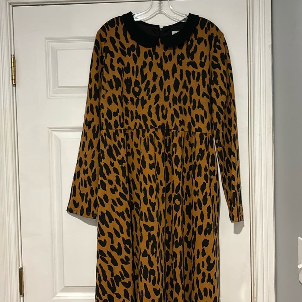 Dainty Jewells Leopard Print Dress - Black and Brown